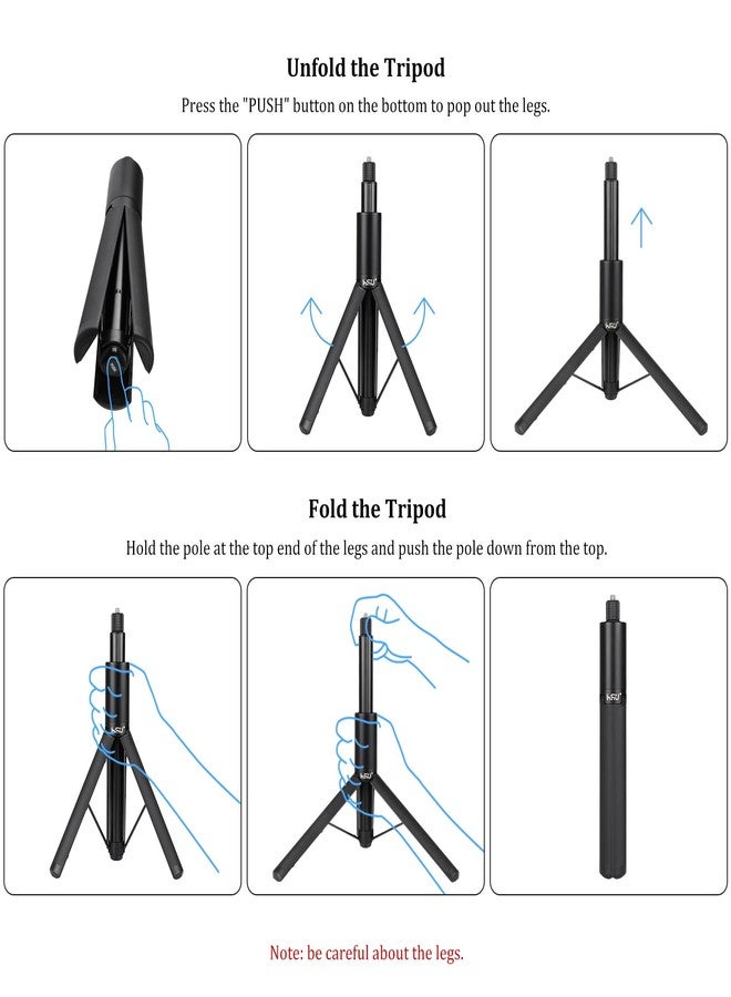 HSU 48”/122cm Invisible Selfie Stick + Tripod for Insta360, Extension Monopod Pole for Insta360 X4, X3, X2, X, Insta 360 ONE R, ONE RS, GO 2, GO 3 - Image 3