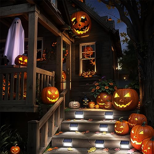 JSOT Outdoor Solar Lights - Solar Powered Deck Lights Waterproof Light for Fence Post Light Outside for Backyard Patio Stair Wall Lighting, 3LED Cool Light 6 Pack - Image 5