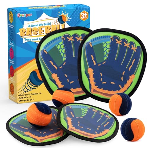 Qrooper Toss and Catch Ball Game Kids Toys for 3 4 5 6 7 8 Year Old Boys Girls Birthday Gift, Outdoor Games Camping Yard Play Outside Beach Pool Toys for Kids Ages 4-8 8-12 Toddler Baseball Glove - Image 1