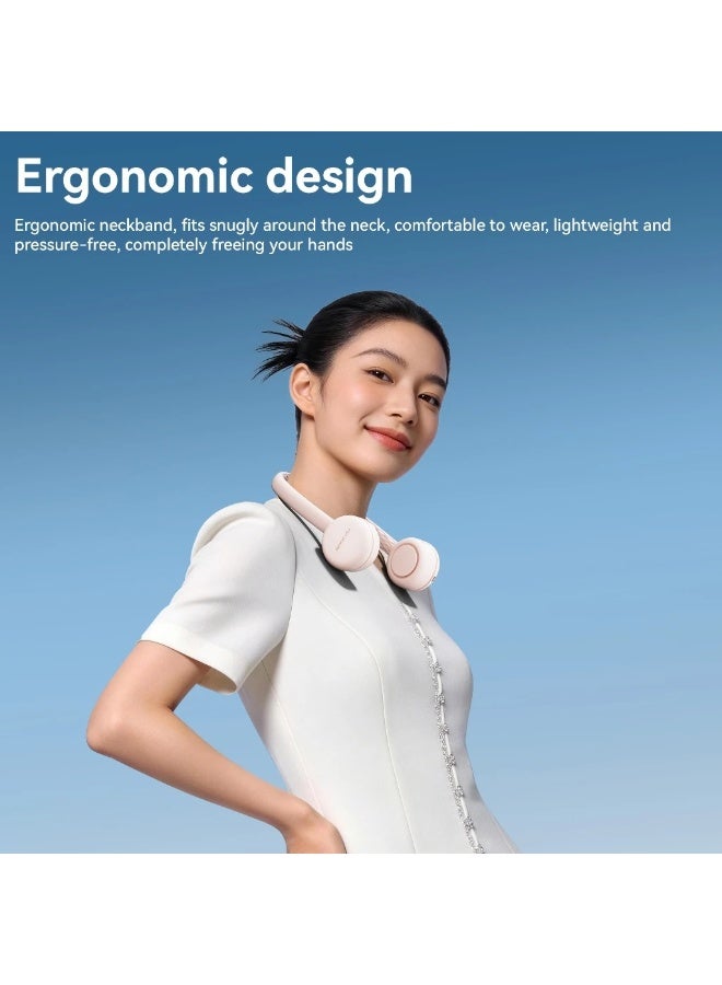 أمجراس مروحة رقبة محمولة بدون شفرات Amgras Life2 ببطارية 4000 مللي أمبير وتدفق هواء قابل للتعديل، وردي - Image 3