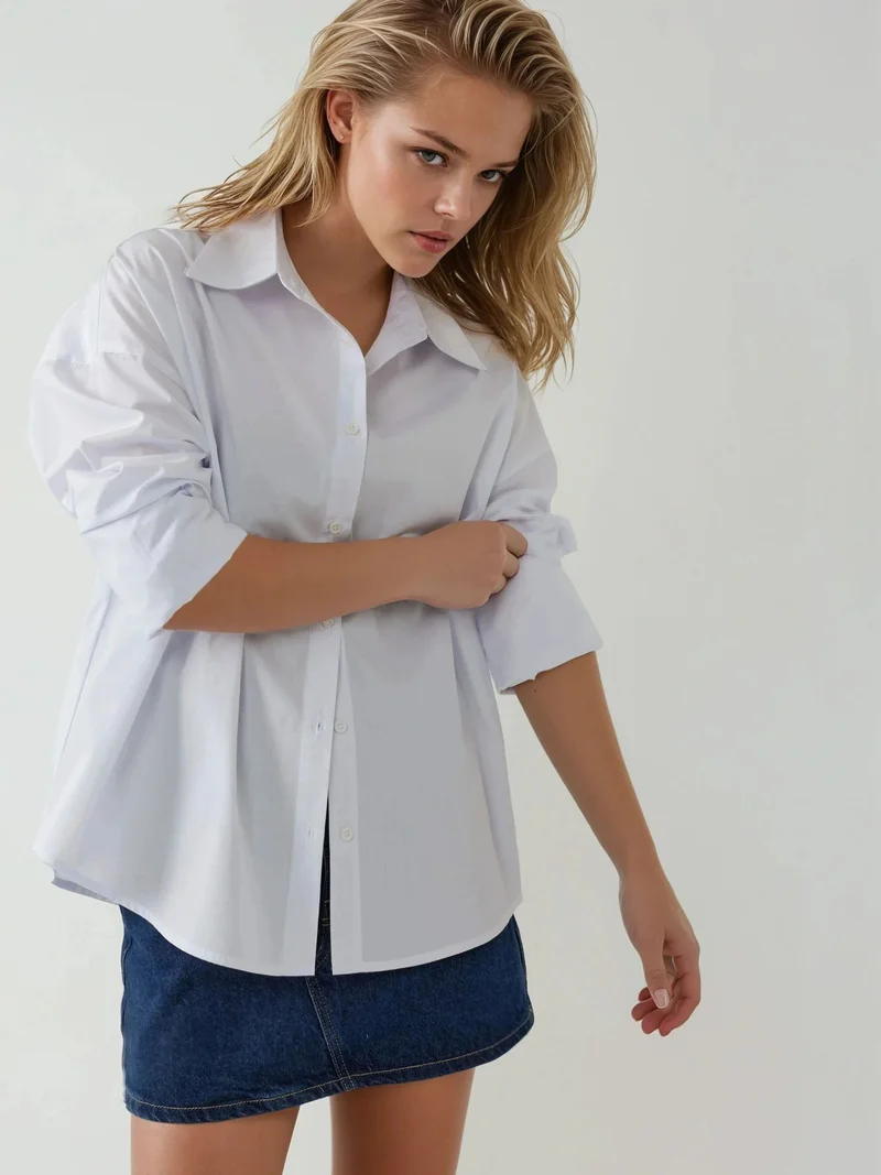 HICCUP Regular Fit Cotton Shirt with Button Details
