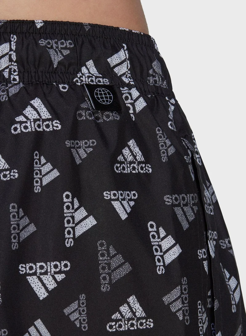Adidas Logo Print Clx Swim Shorts Very Short Length