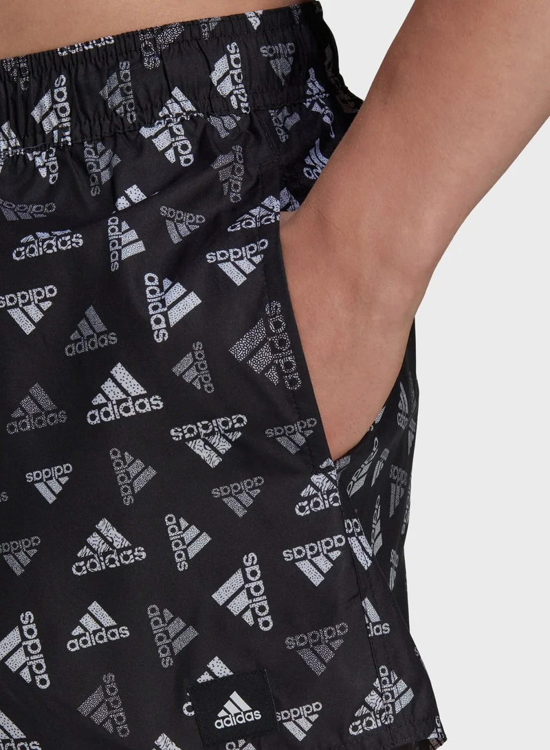 Adidas Logo Print Clx Swim Shorts Very Short Length
