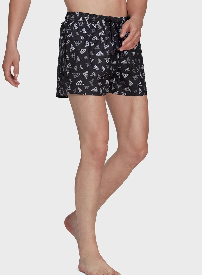 Adidas Logo Print Clx Swim Shorts Very Short Length