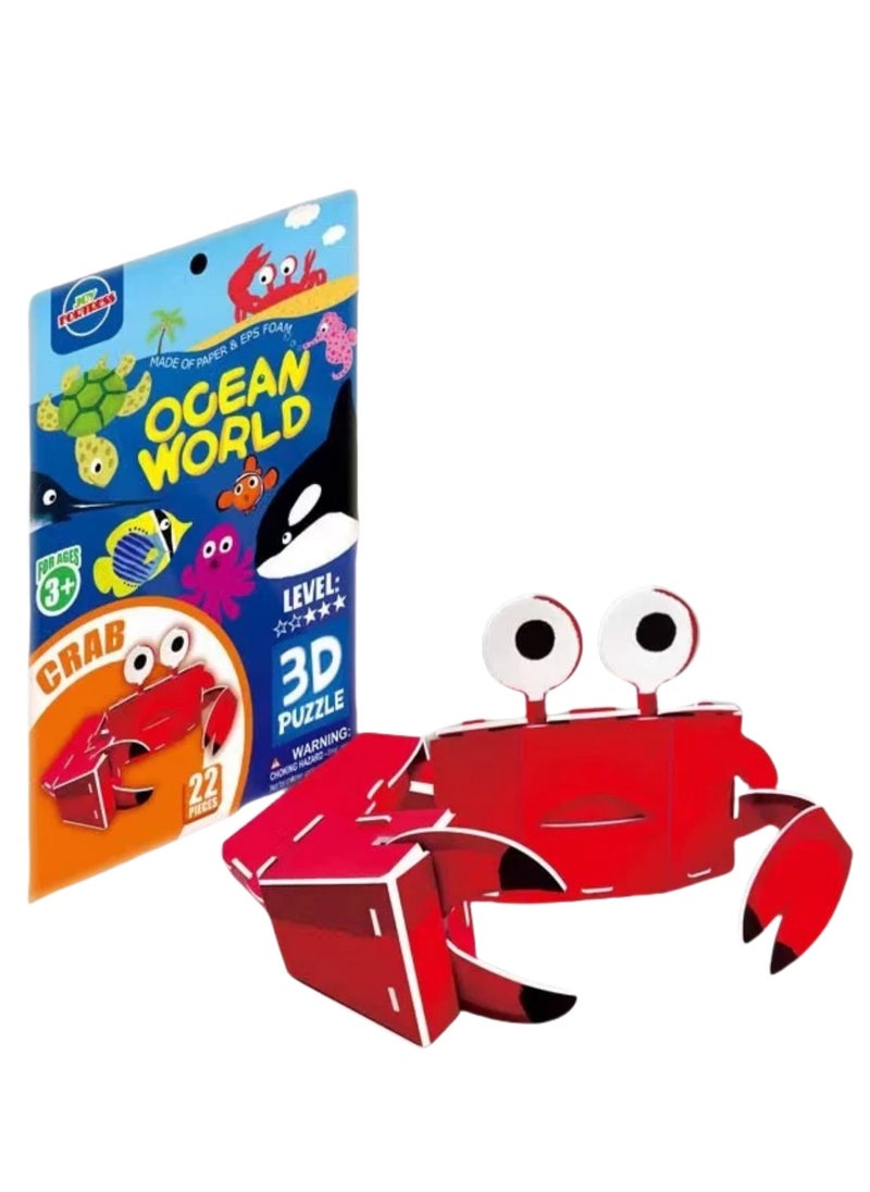 Kid's Ocean World Animals DIY Puzzle: 3D Crab Paper Model Kit - Quick Assembly Educational Toy to Boost Spatial IQ  - Image 1