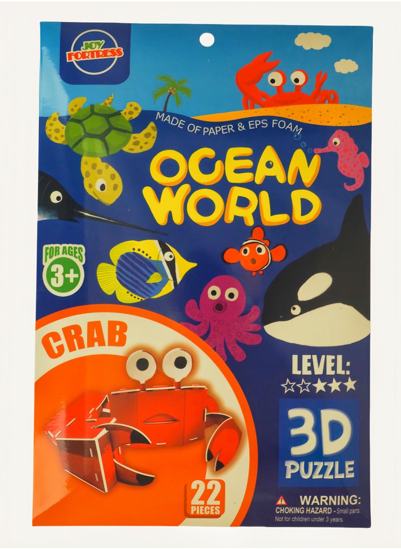 Kid's Ocean World Animals DIY Puzzle: 3D Crab Paper Model Kit - Quick Assembly Educational Toy to Boost Spatial IQ  - Image 2