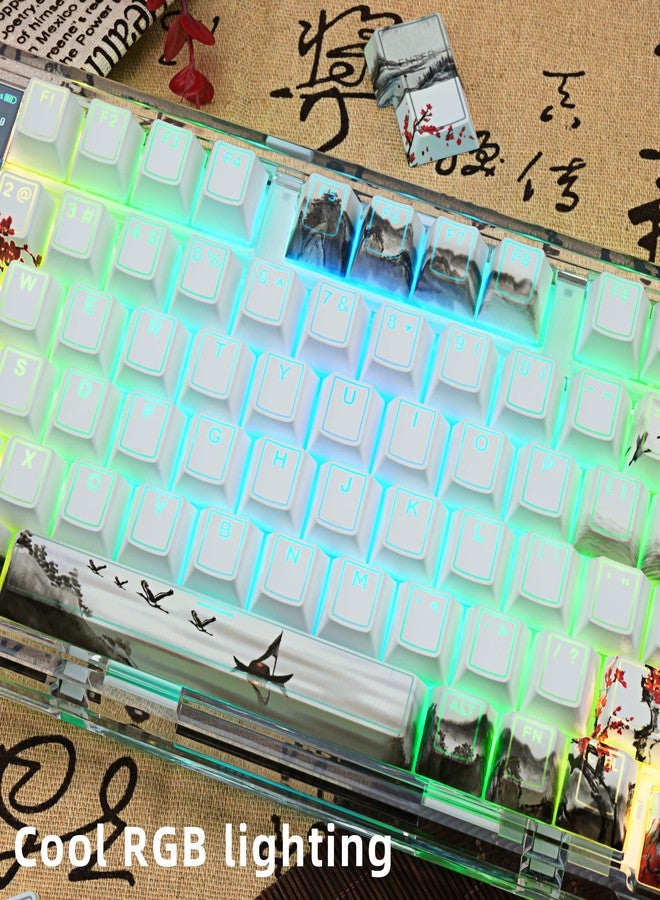 GEKUCAP PBT Keycaps Set 142 Keys, Shine Through White Japanese Keycap, Plum Blossom Custom Double Shot Keycap Set, Cherry Profile Dye-Sublimation Key caps for Cherry MX Mechanical Keyboards - Image 3