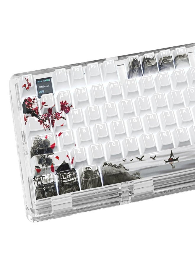 GEKUCAP PBT Keycaps Set 142 Keys, Shine Through White Japanese Keycap, Plum Blossom Custom Double Shot Keycap Set, Cherry Profile Dye-Sublimation Key caps for Cherry MX Mechanical Keyboards - Image 1