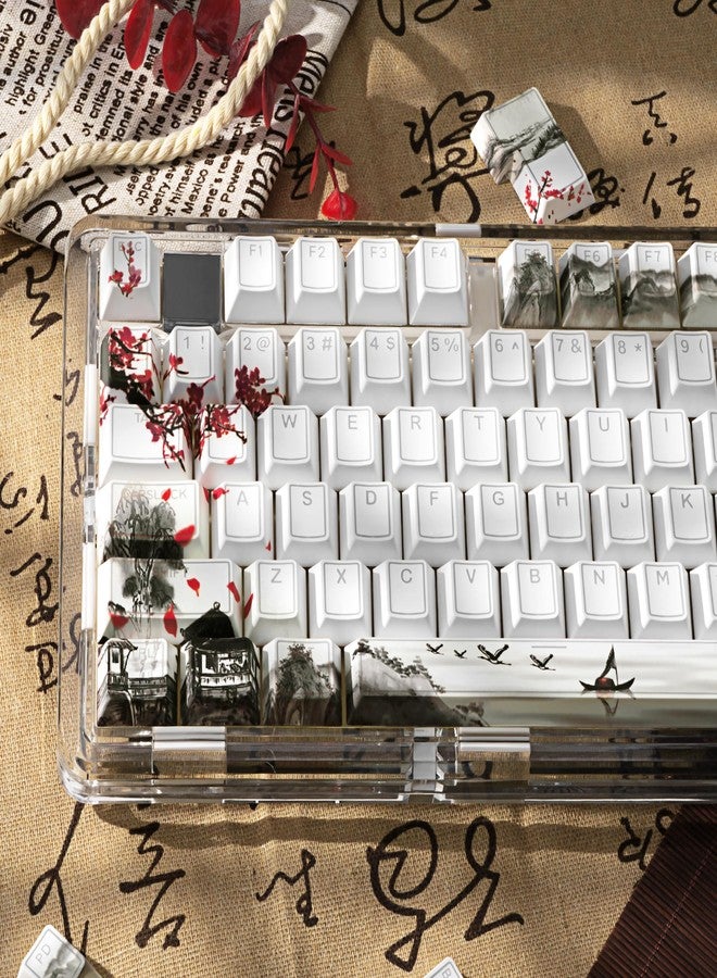 GEKUCAP PBT Keycaps Set 142 Keys, Shine Through White Japanese Keycap, Plum Blossom Custom Double Shot Keycap Set, Cherry Profile Dye-Sublimation Key caps for Cherry MX Mechanical Keyboards - Image 5