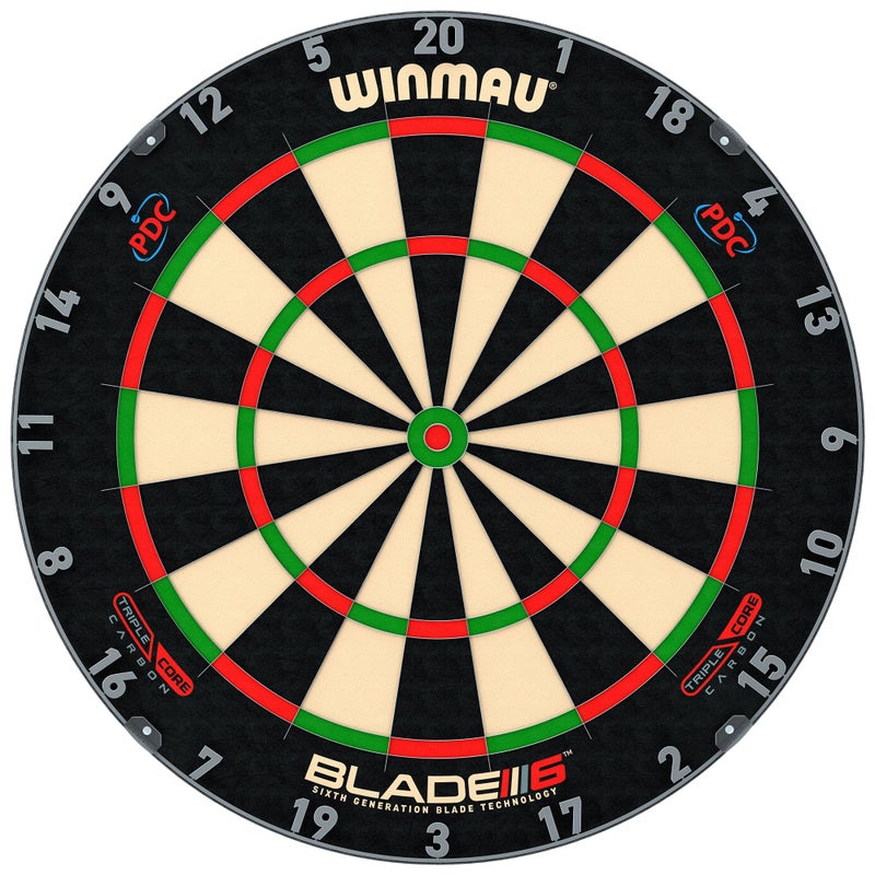 WINMAU Darts Blade 6 Triple Core Carbon Professional PDC Dartboard with Official Tournament Specifications | Endorsed by The PDC - Image 1