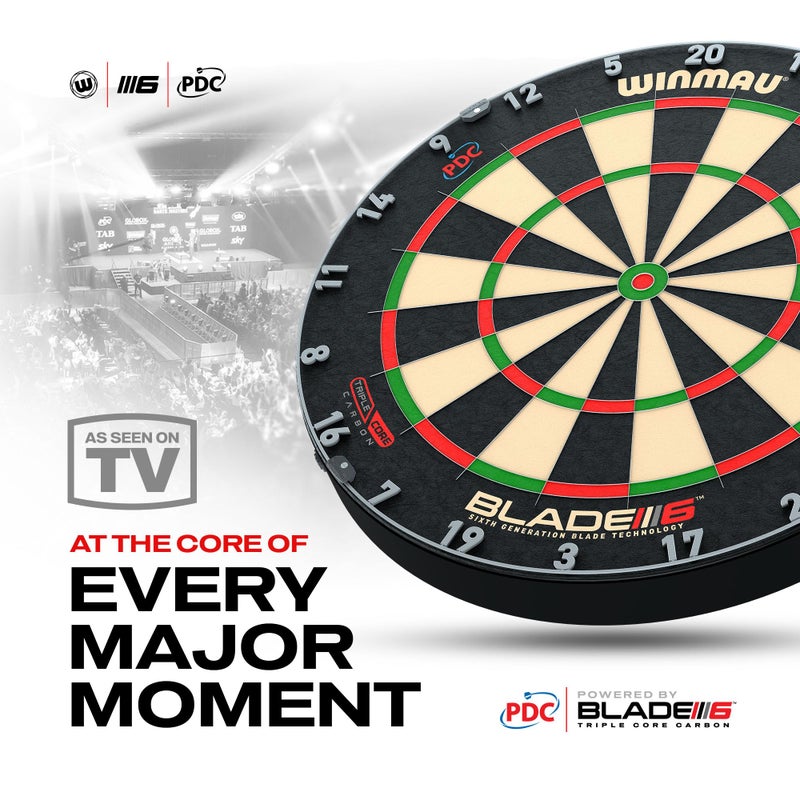 WINMAU Darts Blade 6 Triple Core Carbon Professional PDC Dartboard with Official Tournament Specifications | Endorsed by The PDC - Image 2