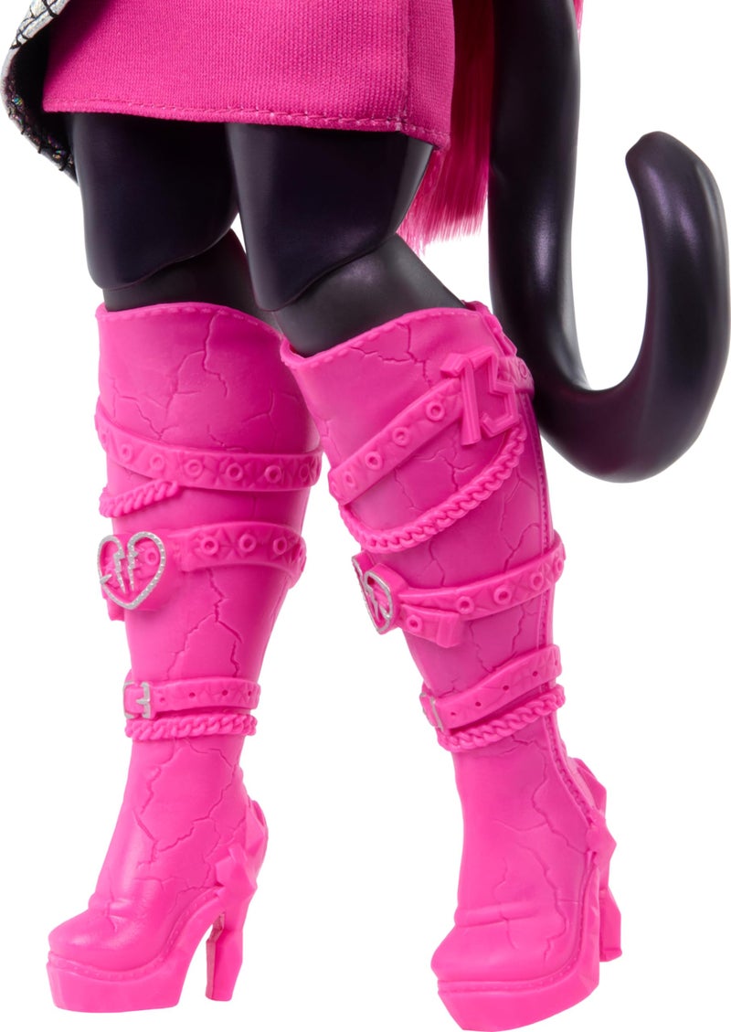 MONSTER HIGH دمية مونستر هاي كاتي نوار، ويريكت مع قطة أمويلت وملحقات مثل حقيبة ظهر، كتاب موسيقى، ميكروفون والمزيد - Image 4