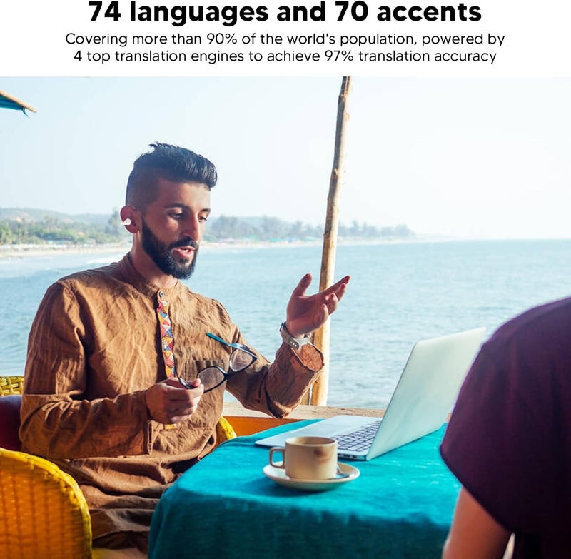 klarako Premium Translator Earbuds Experience Seamless Translation Software for Unrivaled 5.3 Calls Enjoy Music Crystal Clear Headphones Feature Top Notch Noise (White) - Image 4