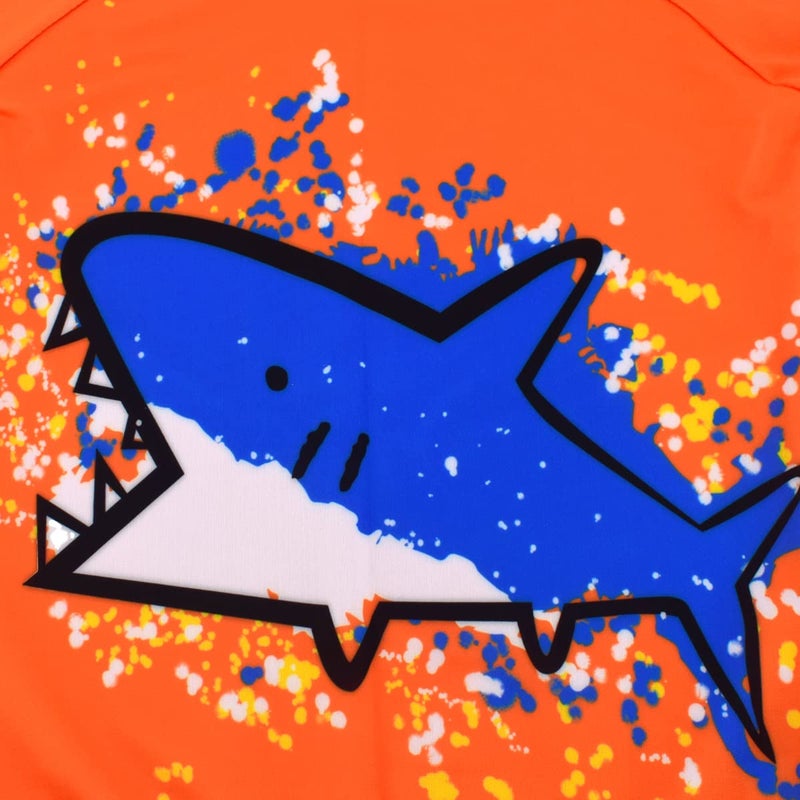 SINOLY Boys Two Piece Rash Guard Swimsuits Kids Short Sleeve Sunsuit Swimwear Sets Shark Pattern 5T - Image 5