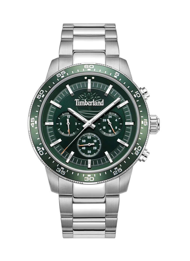 تمبرلاند Parkman 44mm Men's Chronograph Watch with Green Dial & Stainless Steel Bracelet