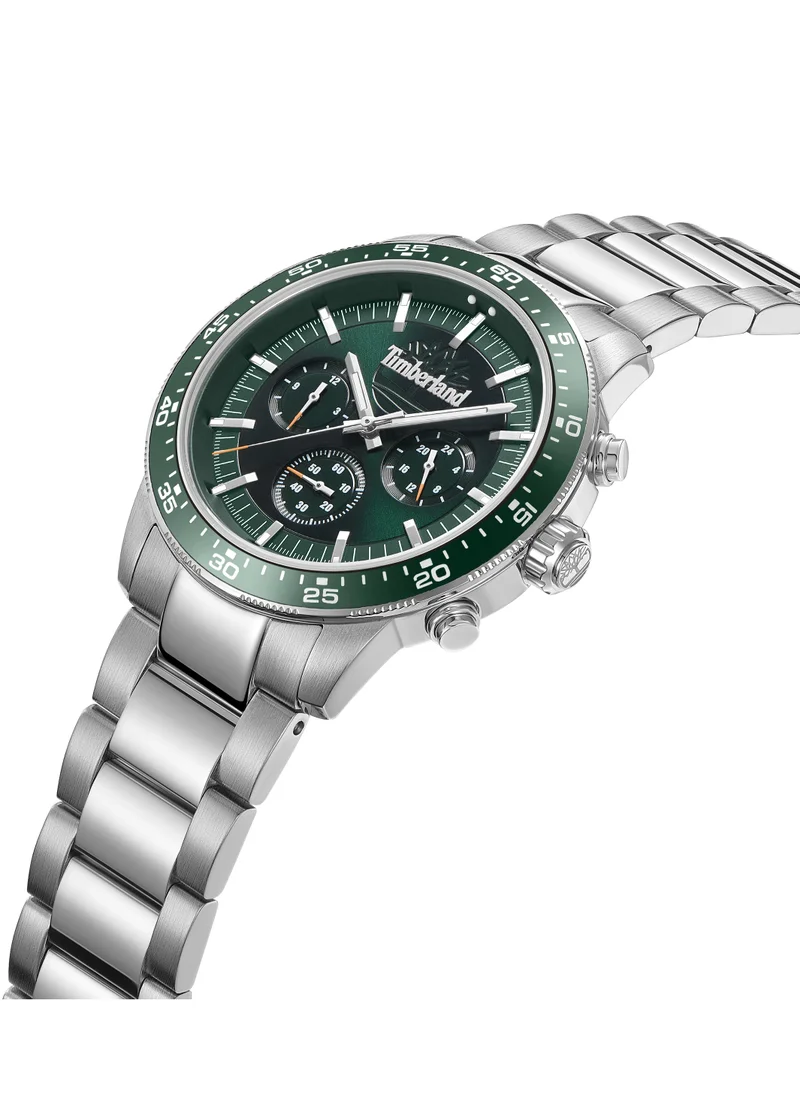 تمبرلاند Parkman 44mm Men's Chronograph Watch with Green Dial & Stainless Steel Bracelet