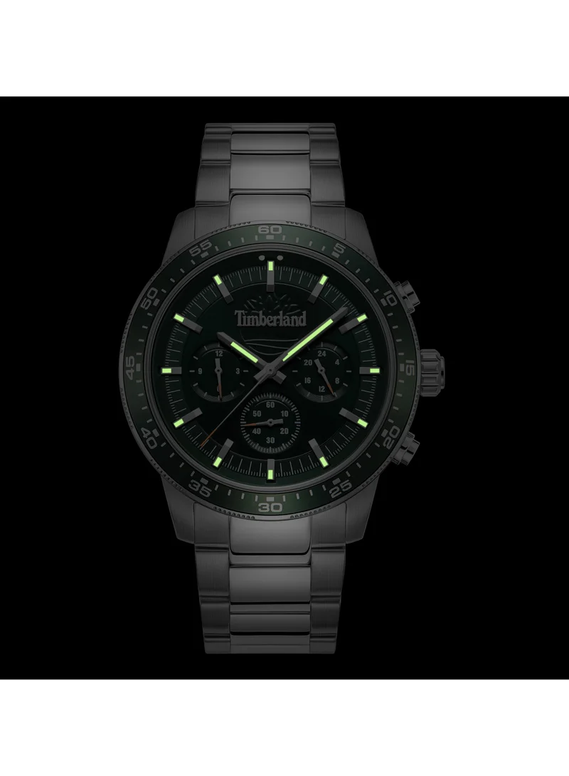 Timberland Parkman 44mm Men's Chronograph Watch with Green Dial & Stainless Steel Bracelet
