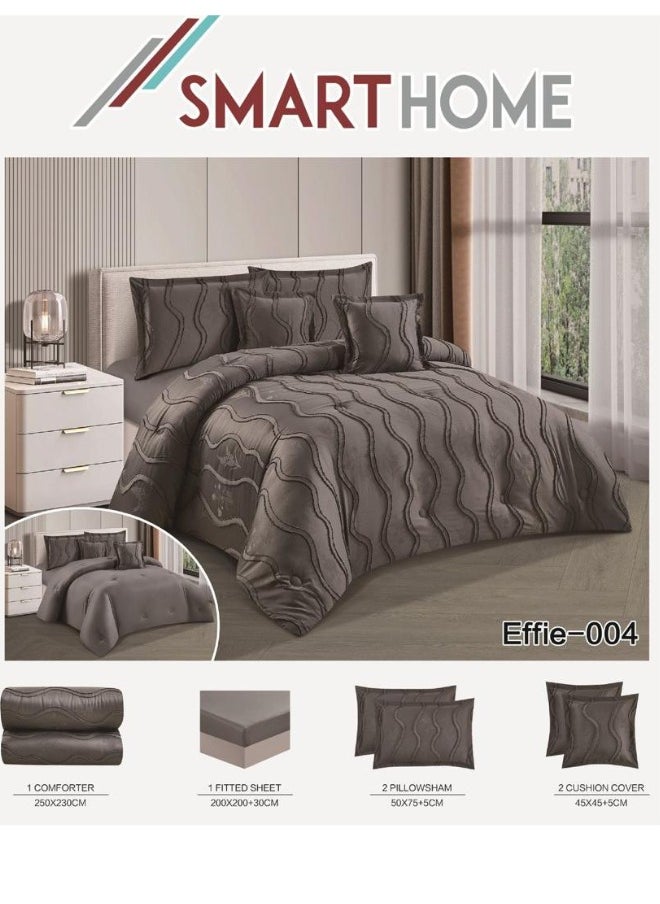 سمارت هوم طقم لحاف نفرين نظام وجهين مفرش مكون من 6 قطع , لحاف 6 قطع ,  مايكروفايبر100% لحاف مقاس 230  في 250 سم  - Image 1