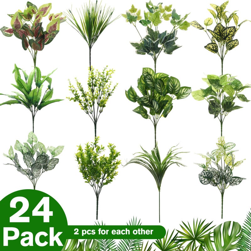 Cindeer 24 Pcs Artificial Flowers Planters for Outdoors, UV Resistant Faux Fake Greenery Plastic Plants Outdoor Indoor for Spring Summer Decors Wedding - Image 3