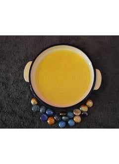 RenHomz Renhomz Premium Ceramic HandPainted Pizza Plate Size 8 inch Microwave Safe Oven Safe Attractive Colors and Designs Available Yellow Multi  - Image 2