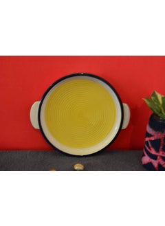 RenHomz Renhomz Premium Ceramic HandPainted Pizza Plate Size 8 inch Microwave Safe Oven Safe Attractive Colors and Designs Available Yellow Multi  - Image 5
