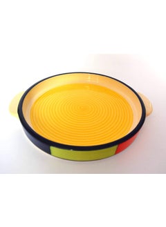RenHomz Renhomz Premium Ceramic HandPainted Pizza Plate Size 8 inch Microwave Safe Oven Safe Attractive Colors and Designs Available Yellow Multi  - Image 3