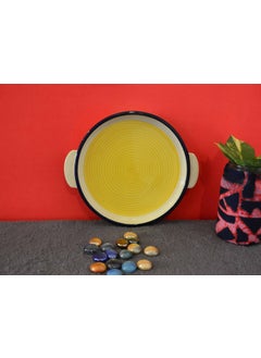 RenHomz Renhomz Premium Ceramic HandPainted Pizza Plate Size 8 inch Microwave Safe Oven Safe Attractive Colors and Designs Available Yellow Multi  - Image 4
