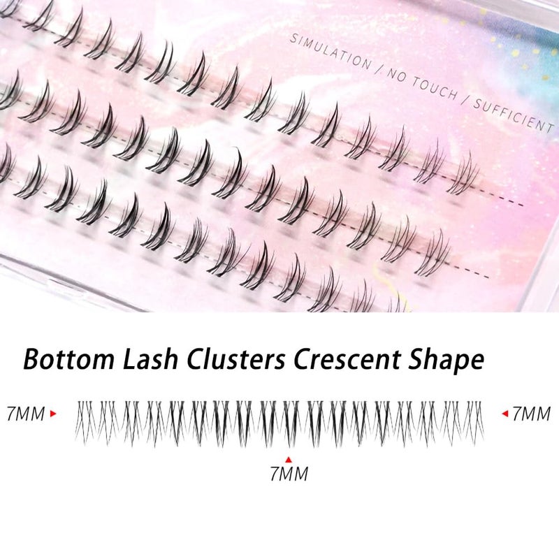TAMDESG Bottom Lash Clusters Crescent Shape DIY Eyelash Extension 90Pcs Lower Individual Lash Clusters Clear Band Wispy Natural Clusters(7mm) Matched Thin to Thick Lash Clusters Natural Eye Makeup Effect - Image 3