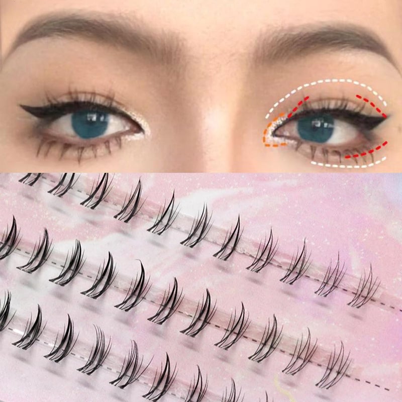 TAMDESG Bottom Lash Clusters Crescent Shape DIY Eyelash Extension 90Pcs Lower Individual Lash Clusters Clear Band Wispy Natural Clusters(7mm) Matched Thin to Thick Lash Clusters Natural Eye Makeup Effect - Image 2