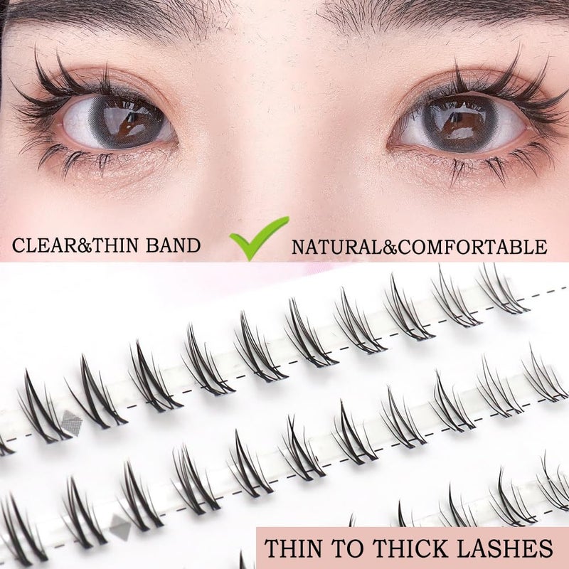 TAMDESG Bottom Lash Clusters Crescent Shape DIY Eyelash Extension 90Pcs Lower Individual Lash Clusters Clear Band Wispy Natural Clusters(7mm) Matched Thin to Thick Lash Clusters Natural Eye Makeup Effect - Image 5