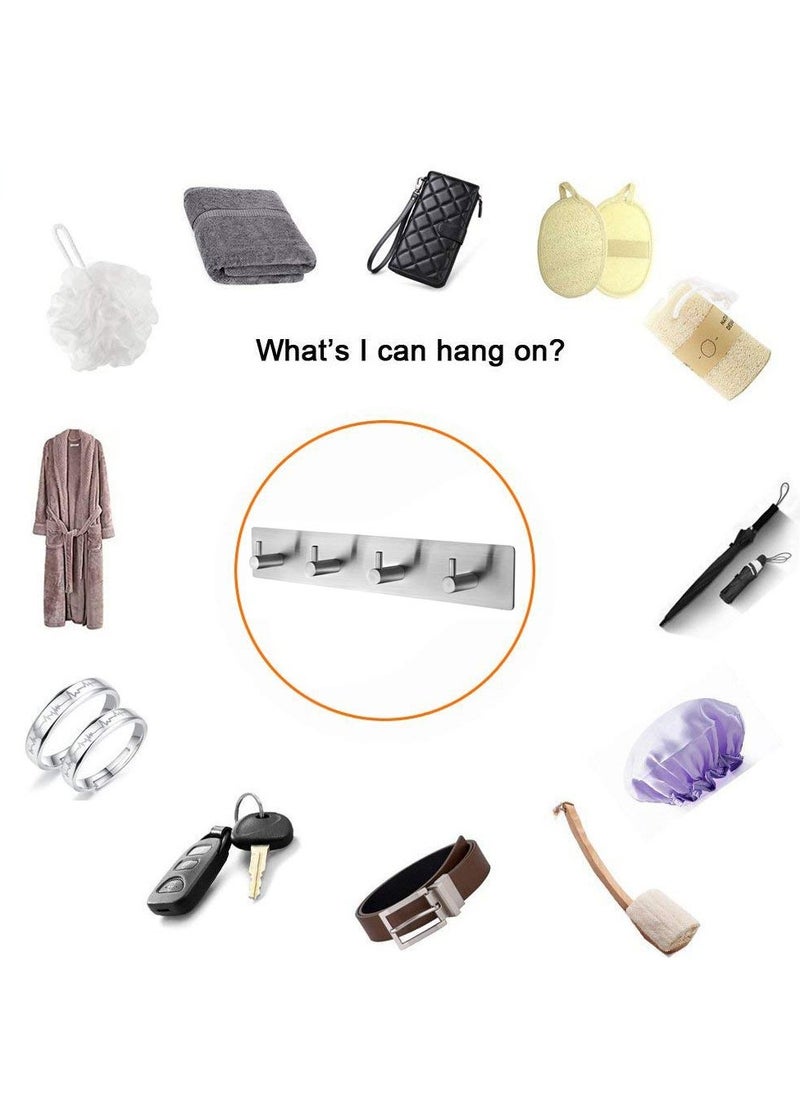 BreeJooy - Adhesive Hooks, Wall Hanger Towel Hooks Heavy Duty Hooks for Hanging Ideal for Bathroom Shower Kitchen Home Door Closet Cabinet Stainless Steel - Image 1