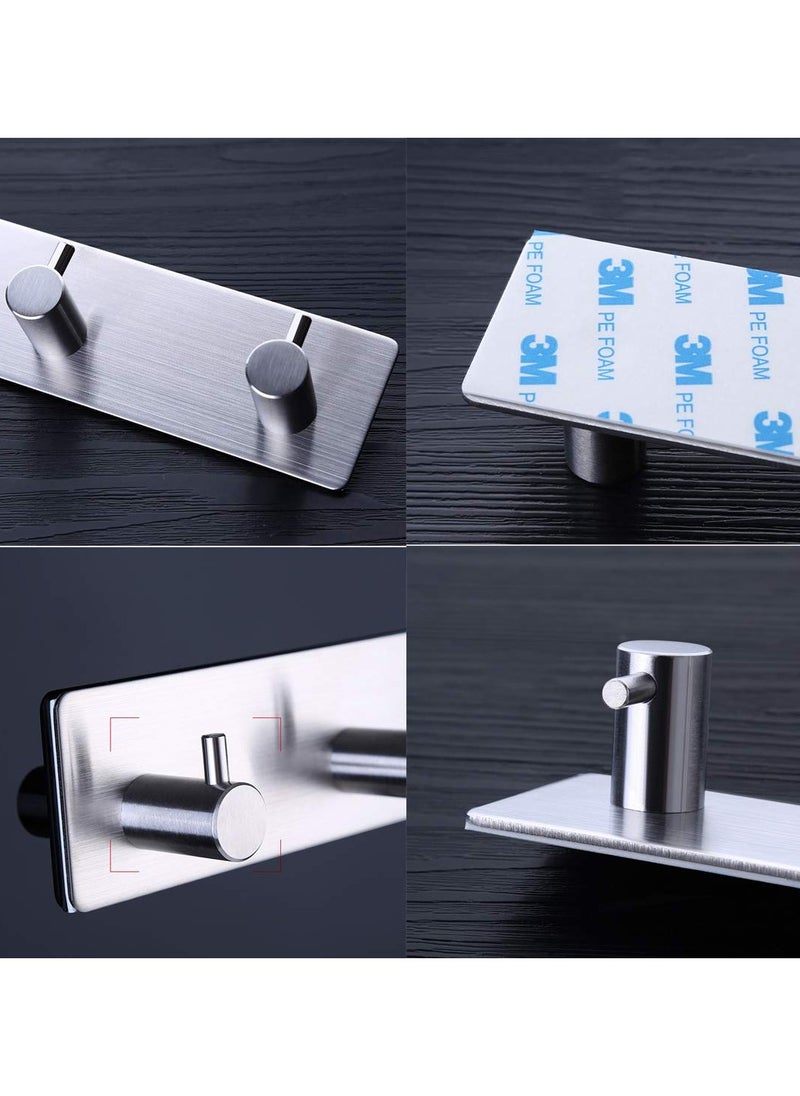 BreeJooy - Adhesive Hooks, Wall Hanger Towel Hooks Heavy Duty Hooks for Hanging Ideal for Bathroom Shower Kitchen Home Door Closet Cabinet Stainless Steel - Image 1