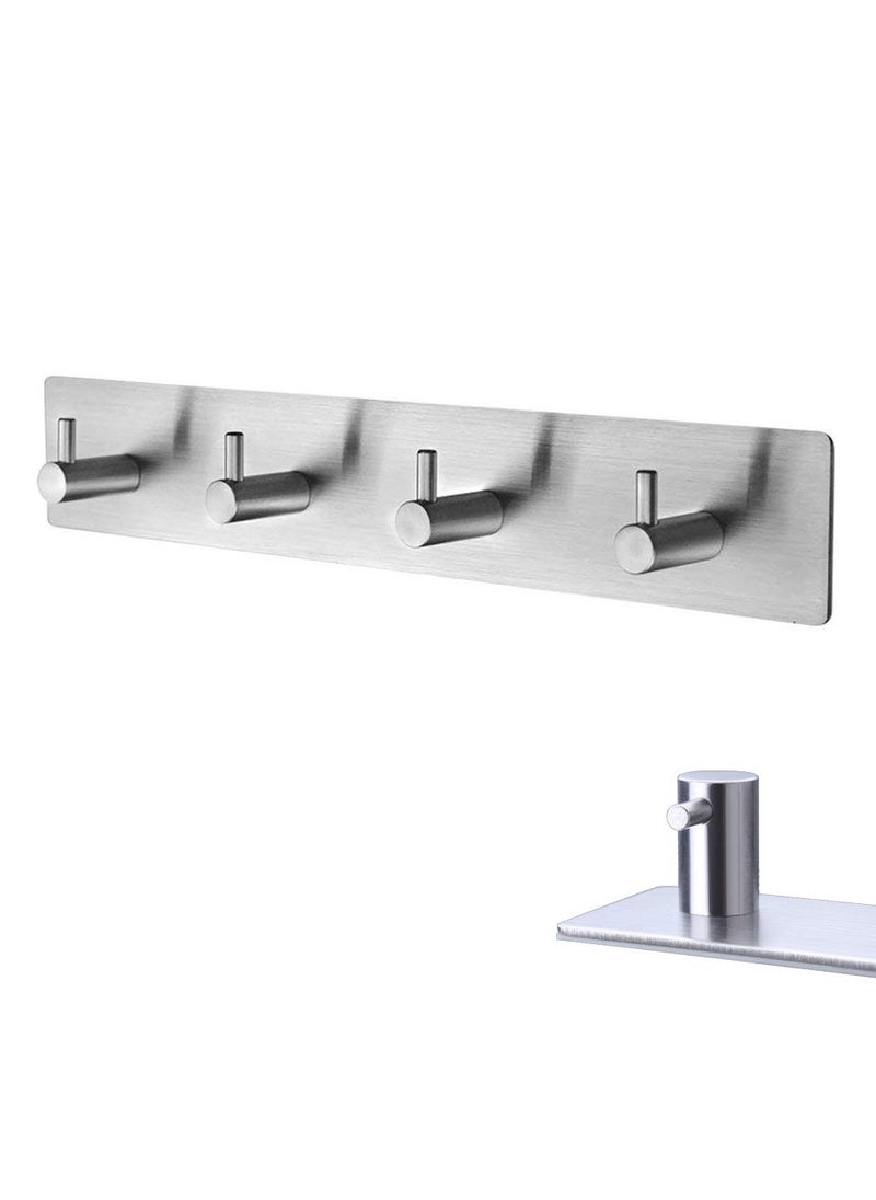BreeJooy - Adhesive Hooks, Wall Hanger Towel Hooks Heavy Duty Hooks for Hanging Ideal for Bathroom Shower Kitchen Home Door Closet Cabinet Stainless Steel - Image 1