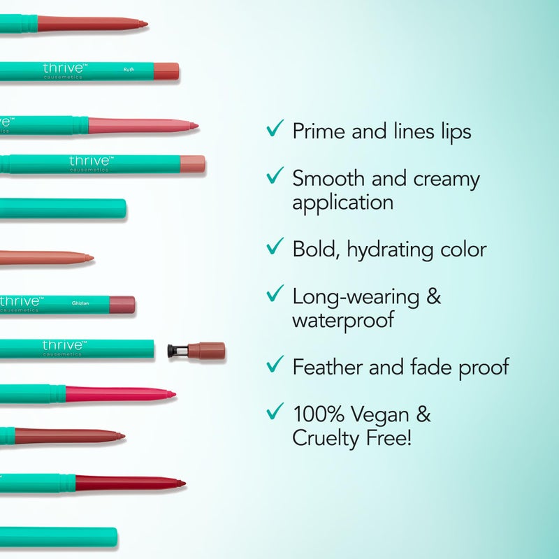 Thrive Causemetics Lip Filler Long-Wearing + Plumping Lip Liner, Shea Butter Hydrating Lip Plumper Retractable Lip Liner Pencil, Built In Sharpener, Vegan & Cruelty Free, Jo (Pink Mauve) - Image 2