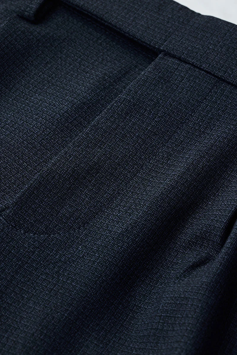 Snitch Navy Relaxed Fit Stretch Pleated Trousers for Men | Best Price UAE