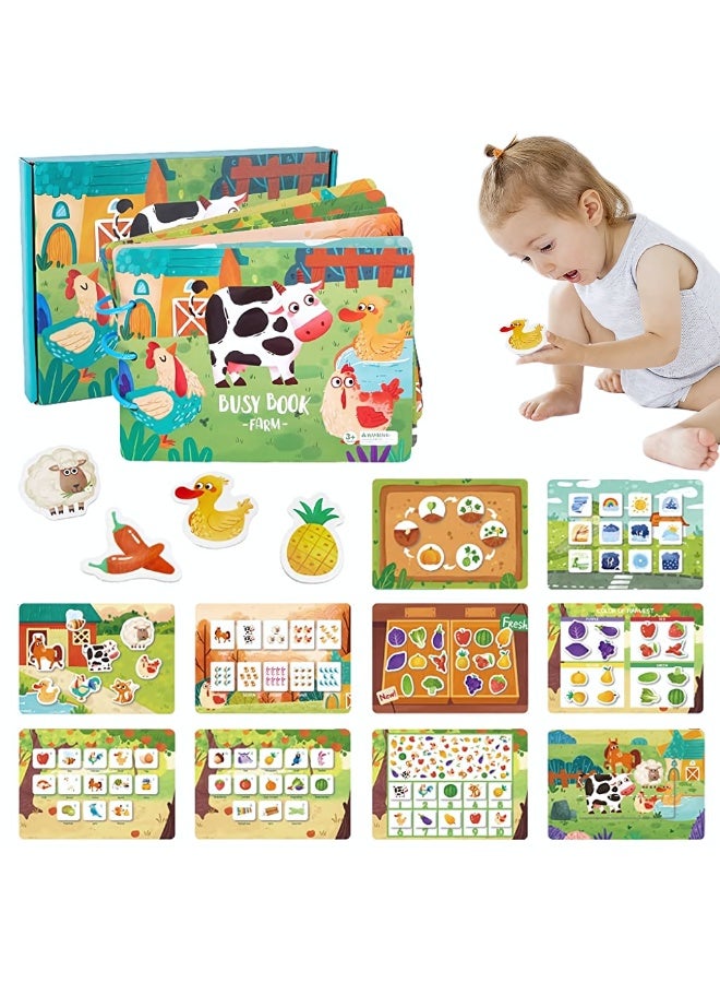 Busy Books for Toddlers, Montessori Busy Book for Kids to Develop Learning Skills, Early Development Toys for 3+ Year Old Boys Girls, Quiet Book for Toddlers  (Farm Theme) - Image 1