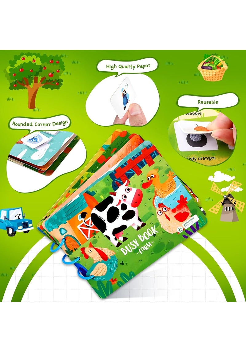 Montessori Toys Educational Busy Book, Early Learning Interactive Toys for Kids, Sensory Toy Preschool Activity Binder Busy Book for Develop Learning Skills (Farm Theme)  - Image 3