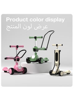 Generic 4 In 1 Convertible Kick Scooter For Kids XCJump Foldable And Lightweight Kids Scooter Transition To Balance Bike Adjustable Kick Scooter Strollers and Walkers Green  - Image 3