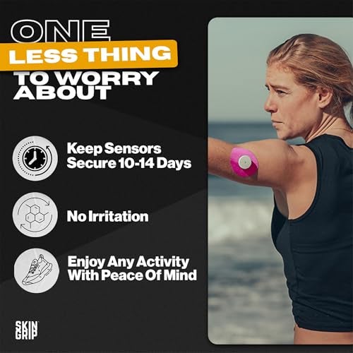 Skin Grip Freestyle Libre 2 & Lingo Sensors Cover – Compatible with Infusion Sets, Waterproof Adhesive Tape, Covers w/Cutout (Not for Libre3), Lasts 10-15 Days, CGM Sensor Patches, Pink - Image 3
