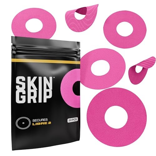 Skin Grip Freestyle Libre 2 & Lingo Sensors Cover – Compatible with Infusion Sets, Waterproof Adhesive Tape, Covers w/Cutout (Not for Libre3), Lasts 10-15 Days, CGM Sensor Patches, Pink - Image 1