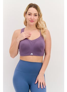 Adidas Women Brand Logo Padded Sports Bra, Purple  - Image 1