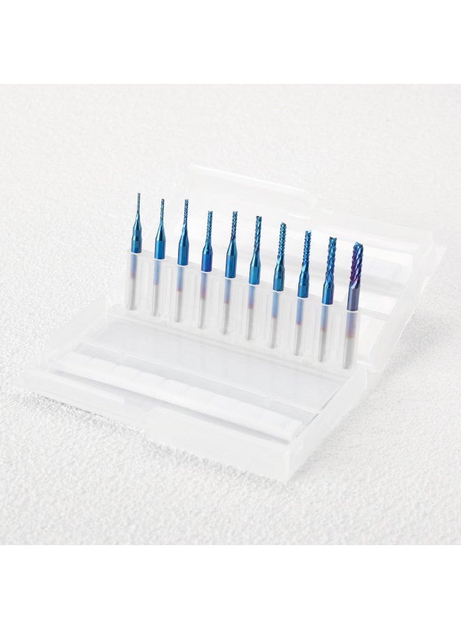 SainSmart SainSmart Genmitsu 10Pcs Nano Blue Coat End Mill CNC Router Bits, 0.8-3mm, 1/8" Shank - Image 4
