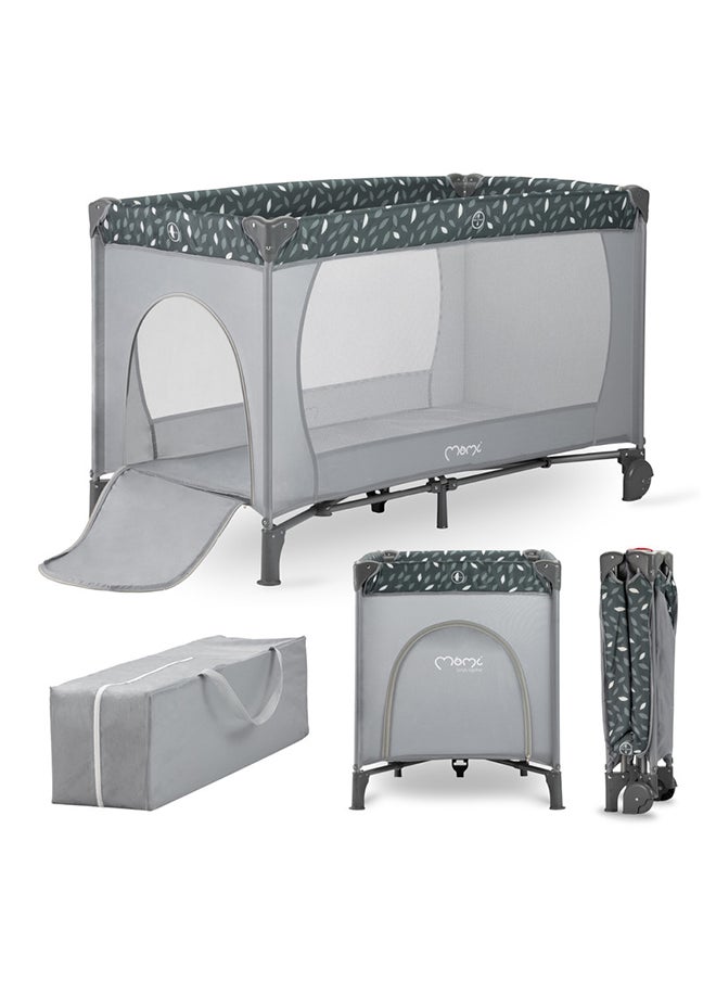 Momi - Belove Baby Crib Travel Cot, Foldable Lightweight Breathable Baby Playpen, Comfortable Sleeping Crib With Carrying Case Easy2Transport For 0+ Months - Grey - Image 1