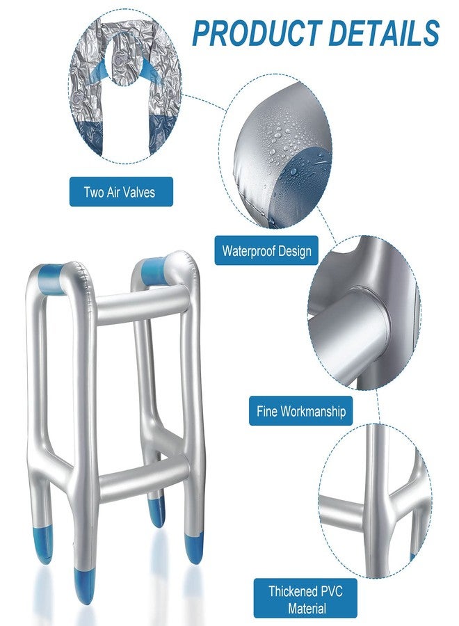 Aoriher 4 Pieces Inflatable Walker and Cane Over The Hill Gag Gifts Blow up Walker Old Man Costume Accessories Retirement Party Decorations Joke Prop for Cosplay Costume Party Favors Supplies - Image 3