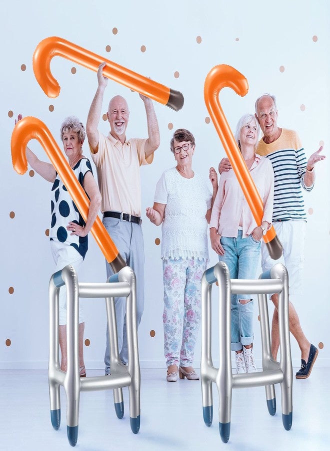 Aoriher 4 Pieces Inflatable Walker and Cane Over The Hill Gag Gifts Blow up Walker Old Man Costume Accessories Retirement Party Decorations Joke Prop for Cosplay Costume Party Favors Supplies - Image 5