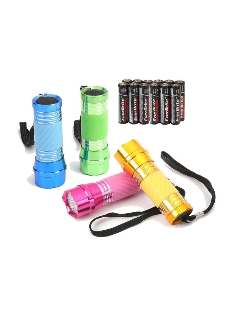 EverBright EverBrite 4-Pack LED Flashlight Mini Torch, 90mm Small Torches, Colorful Glow in Dark Torch Light, Camping Hiking Outdoors Party-Lightweight, Batteries Included - Image 1