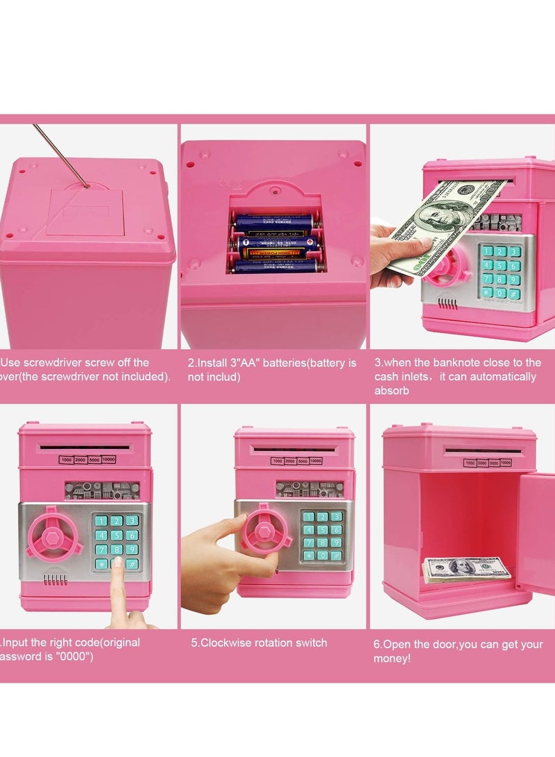 ELTRAZONE "ELTRAZONE Adevena Electronic Piggy Bank – Mini ATM with Password Protection, Cartoon Design for Kids (Pink)" - Image 5