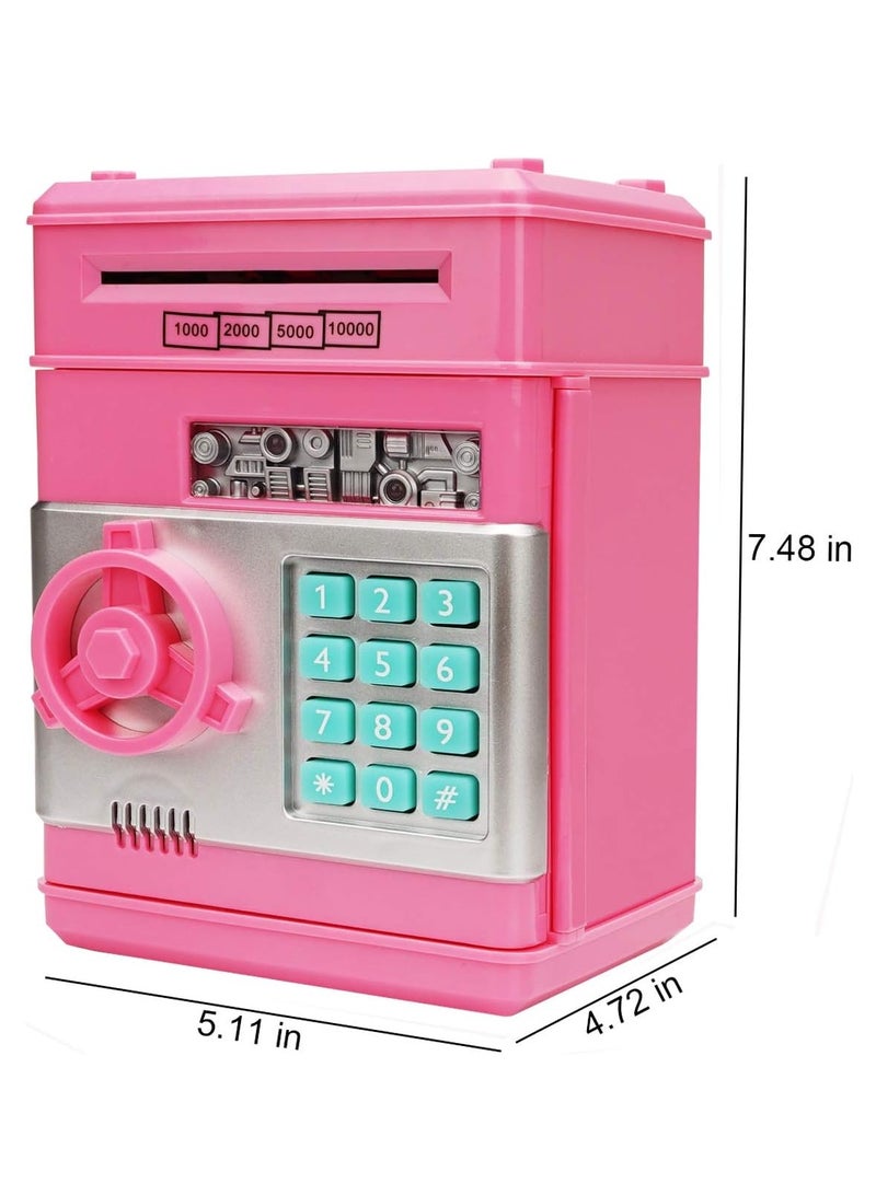ELTRAZONE "ELTRAZONE Adevena Electronic Piggy Bank – Mini ATM with Password Protection, Cartoon Design for Kids (Pink)" - Image 4