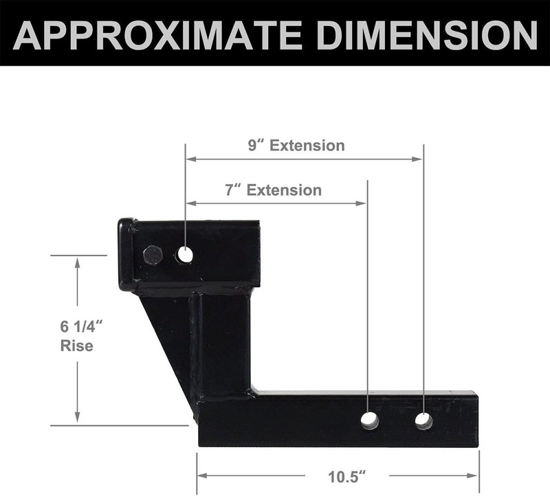 REYSUN 864123 Trailer Hitch Riser 6 Inch Rise/Drop for 2 Inch Receiver Hitch Extension - Image 5