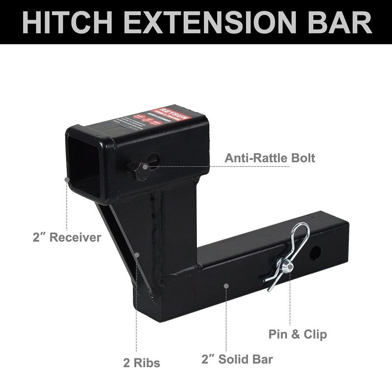 REYSUN 864123 Trailer Hitch Riser 6 Inch Rise/Drop for 2 Inch Receiver Hitch Extension - Image 4